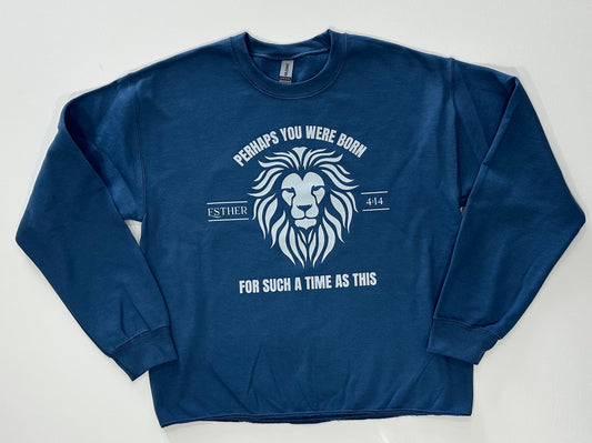 “Such A Time as This”  Classy-Crop Navy Crew Sweatshirt