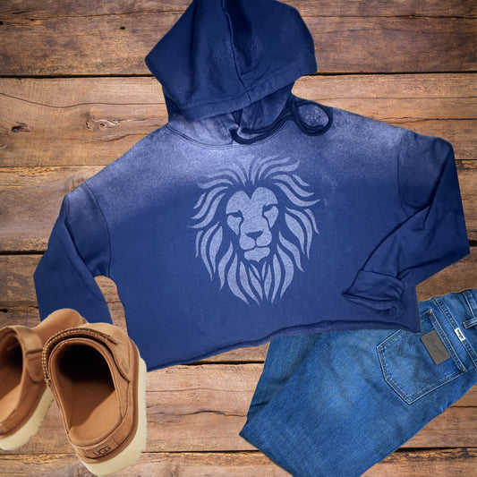 Lion Head His Name Is Holy Custom Sun-faded Womens Hoodie -Navy