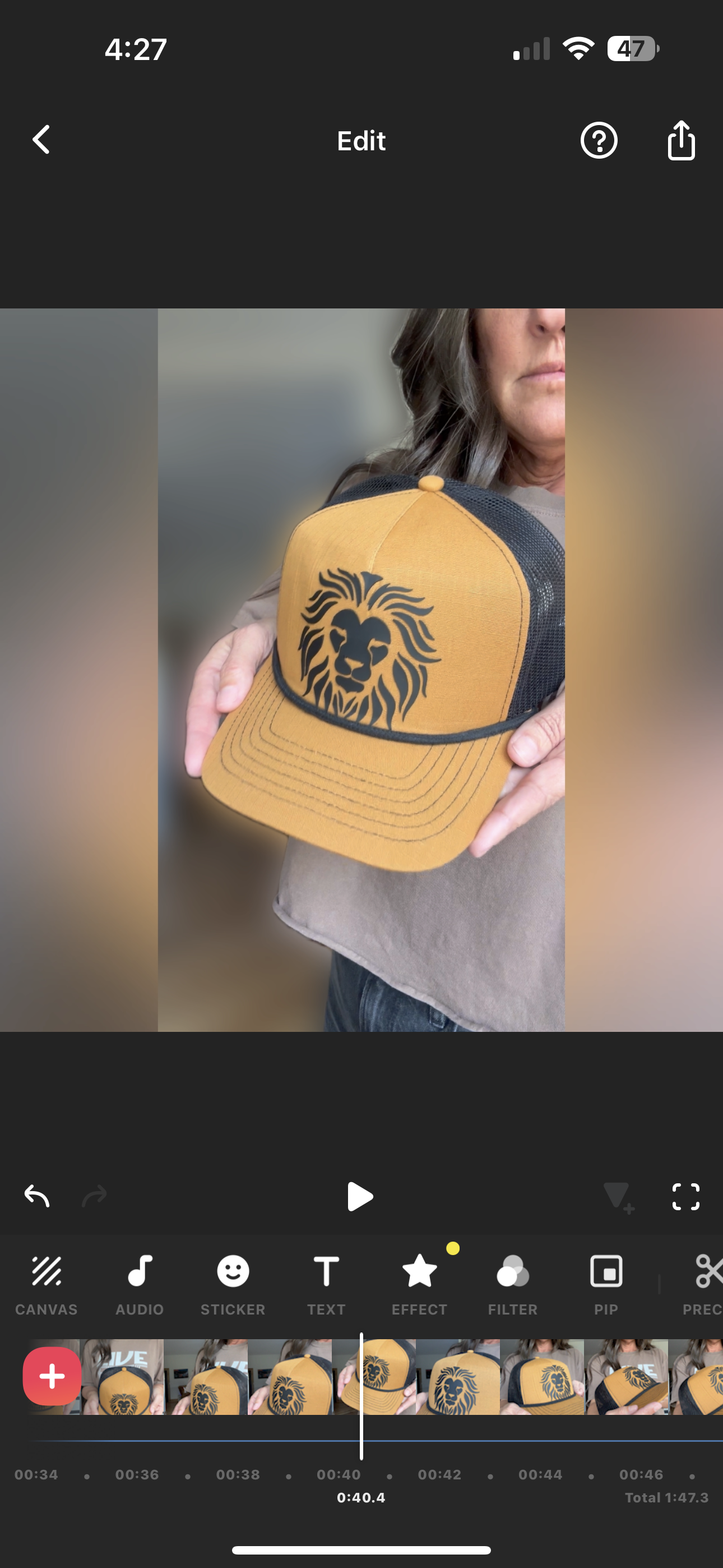 Lion Head on Caramel and Black Trucker Hat with with black bill rope