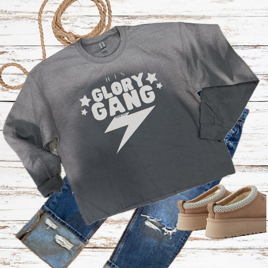 His Glory Gang | Classy Crop | Custom faded Crew!