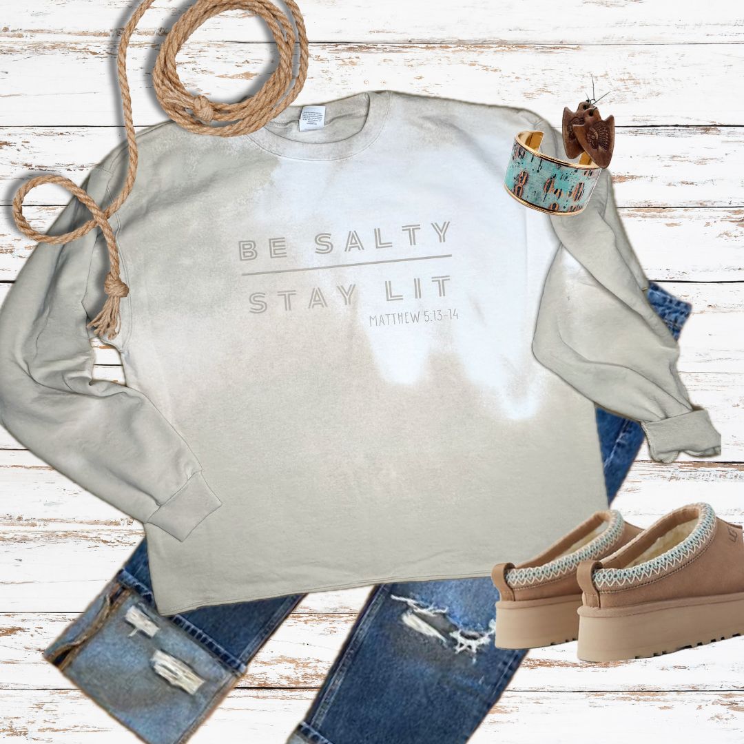 Be Salty | Stay Lit  Adult Classy-Crop Crew w/ Custom Effects