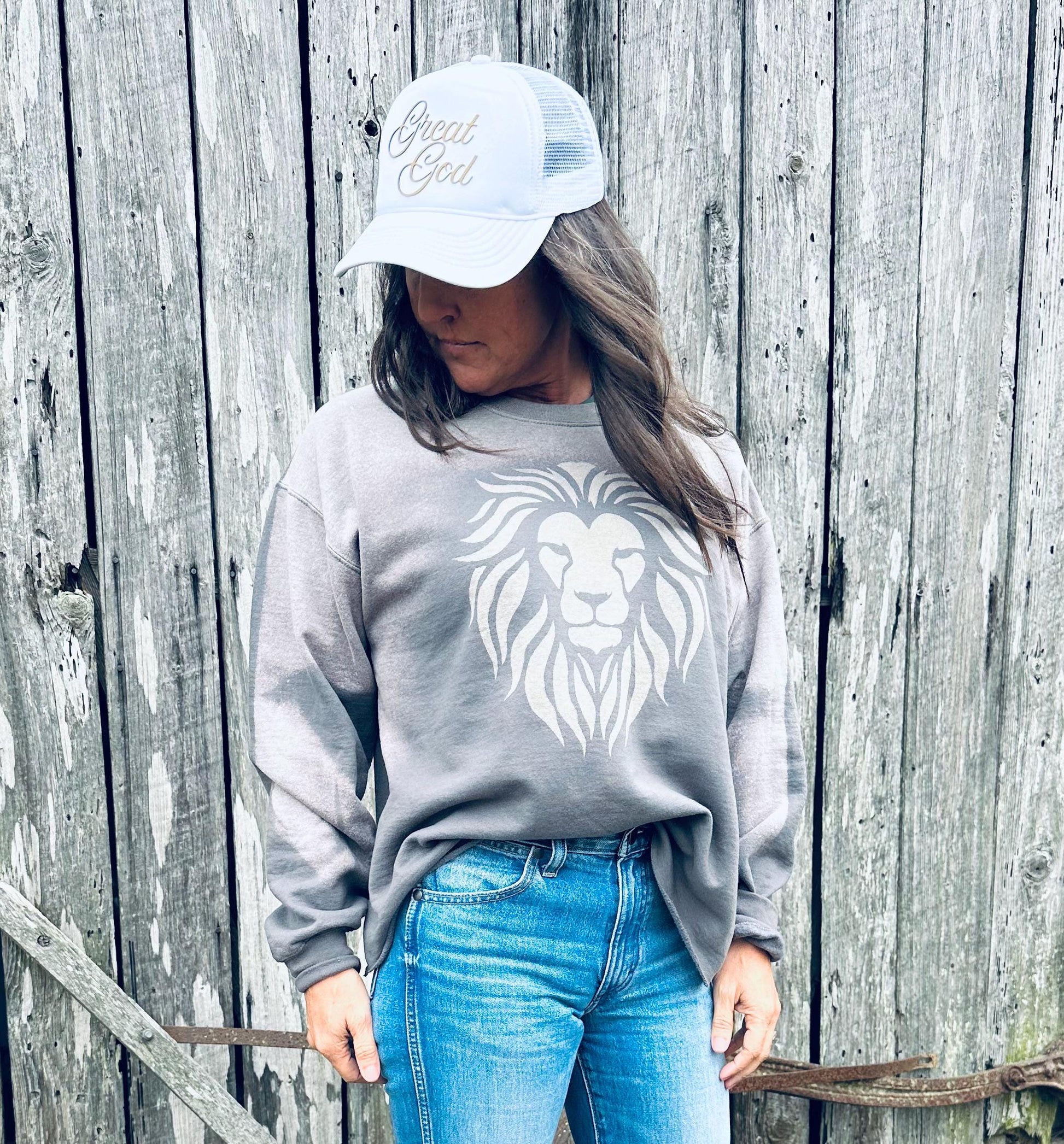 Lion Head Custom Fade Crew Sweatshirt