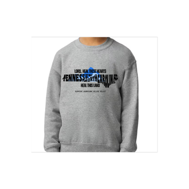 HURRICANE HELENE SHIRT 100% of Profits to RELIEF SUPPLIES-YOUTH CREW NECK Sweatshirt